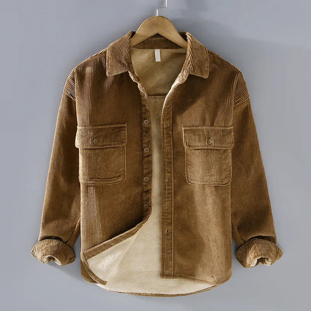 Hommes | Chaqueta cálida de pana con botones para hombre