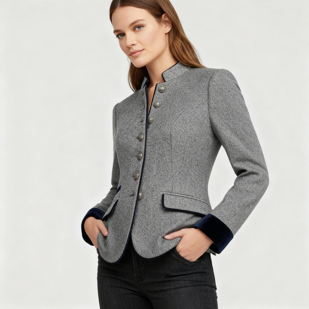 SUENTA Damen Wolljacke Strukturierte Mehrknöpfige Verschluss Warmes Material