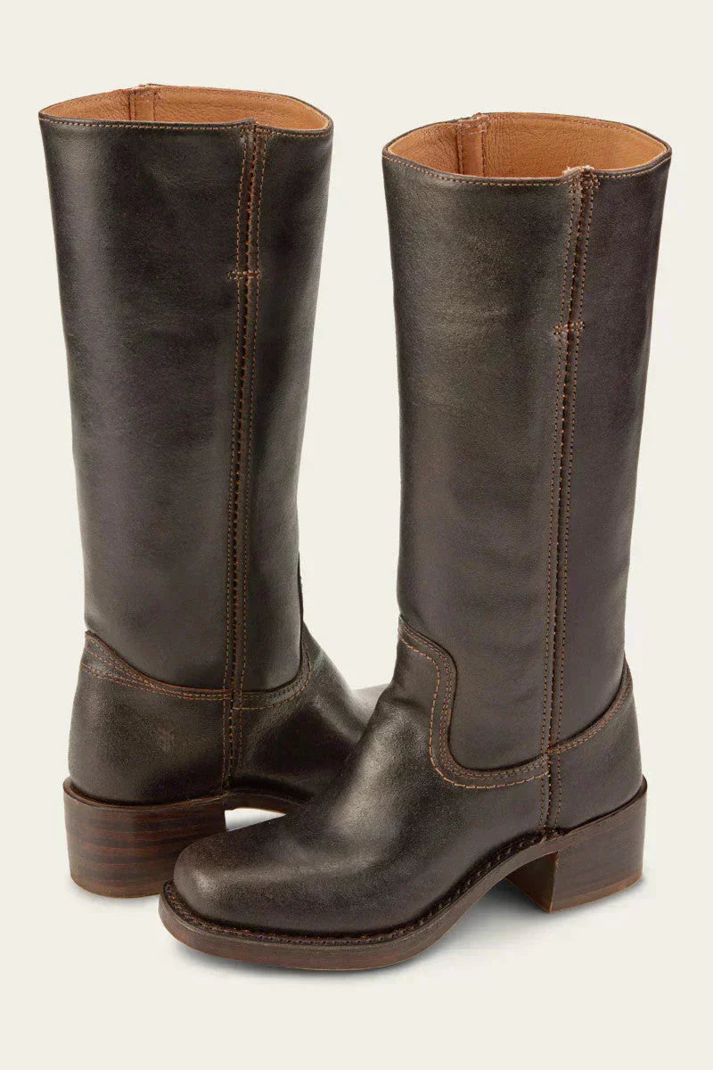 Luna | Wadenhohe Damenstiefel mit Blockabsatz und geschlossener Spitze