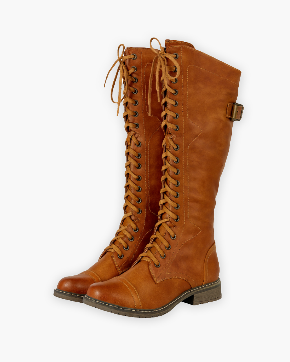 SUENTA Chloé | Kniehohe Schnürstiefel mit Blockabsatz Braun