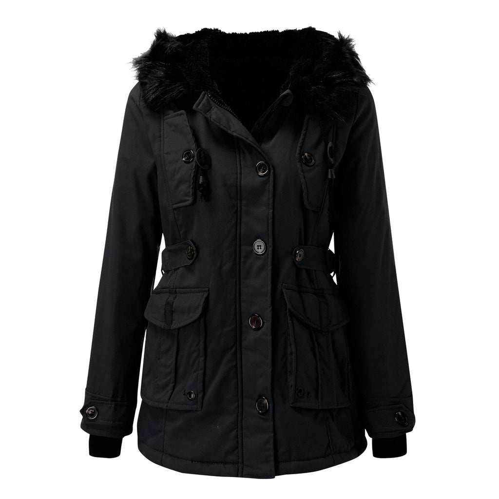Amore | Damen Casual Warme Longline Kapuzen-Winterjacke