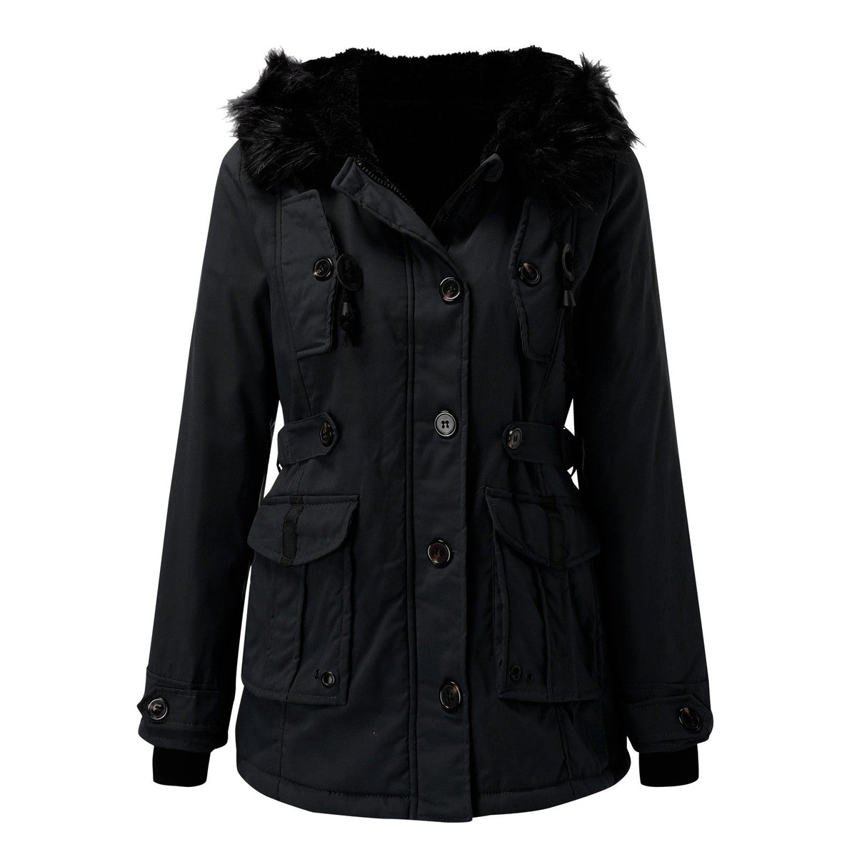 Amore | Damen Casual Warme Longline Kapuzen-Winterjacke