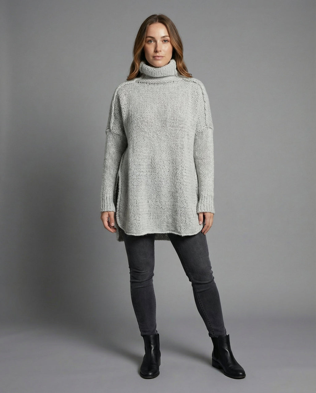 SUENTA Langer Kuscheliger Strickpullover Weichem Mischgarn Und Polyester Warm