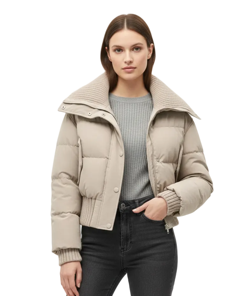 SUENTA Sophé - Damen Steppjacke Oversize-Schnitt Daunenjacke Wärme Leichtigkeit Herbst Winter Crème