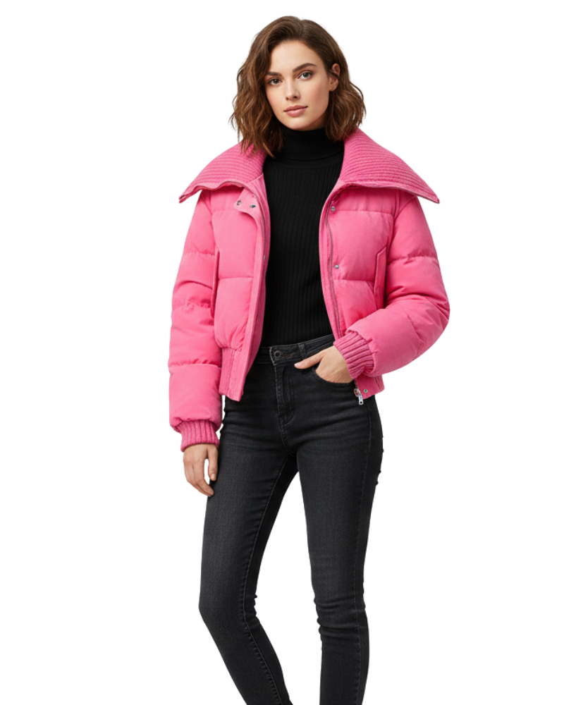 SUENTA Sophé - Damen Steppjacke Oversize-Schnitt Daunenjacke Wärme Leichtigkeit Herbst Winter Rose