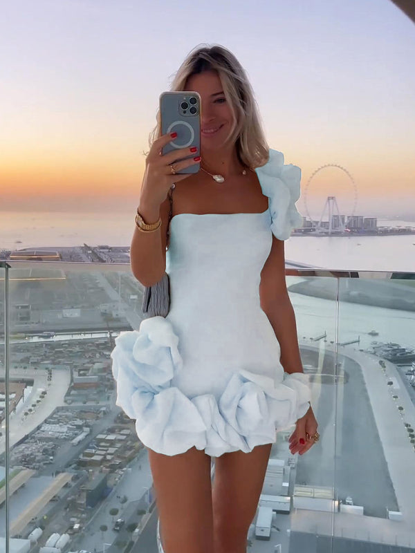 SUENTA Lagen-Minikleid Minikleid Mit Zarten Rüschen Und Schmeichelhaften Silhouette Weiß