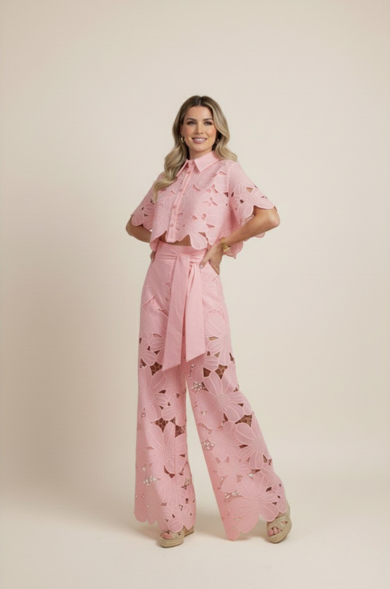 SUENTA Damen Zweiteiler mit Cut-Outs – Blütenblatt-Design