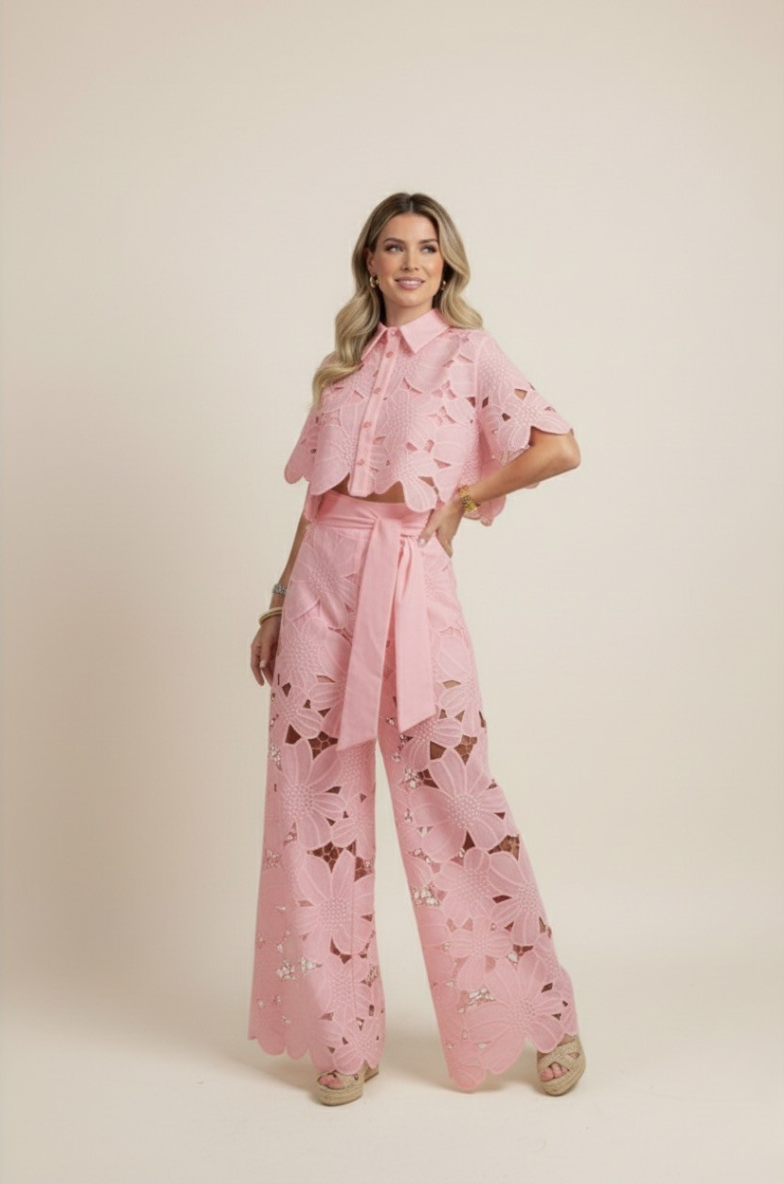 SUENTA Damen Zweiteiler mit Cut-Outs – Blütenblatt-Design