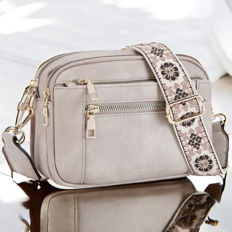 SUENTA Damen Leder-Schultertasche – Stilvolle Eleganz & Alltagstauglich Grau