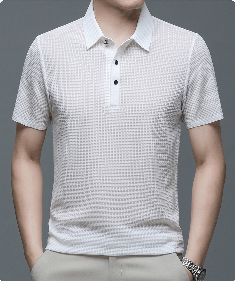 SUENTA Hommes | Herren Strukturiertes Polohemd – Leichtes & Atmungsaktives Material