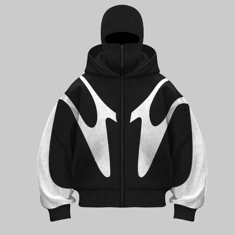 SUENTA Unisex Hoodie mit Balaclava-Design Funktionale Wärme Komfort Weiß