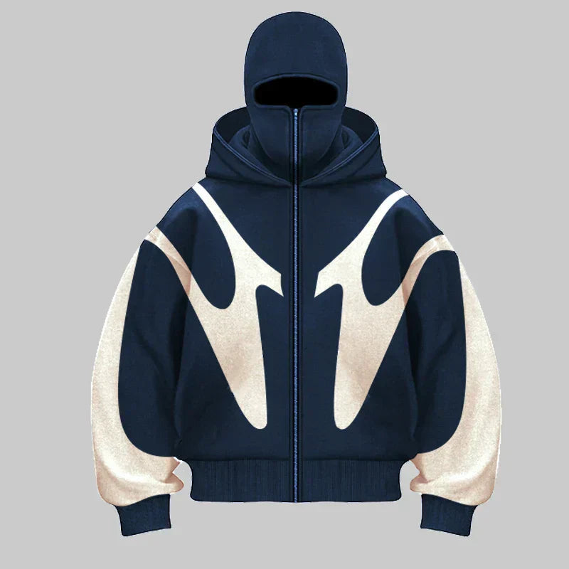 SUENTA Unisex Hoodie mit Balaclava-Design Funktionale Wärme Komfort Blau