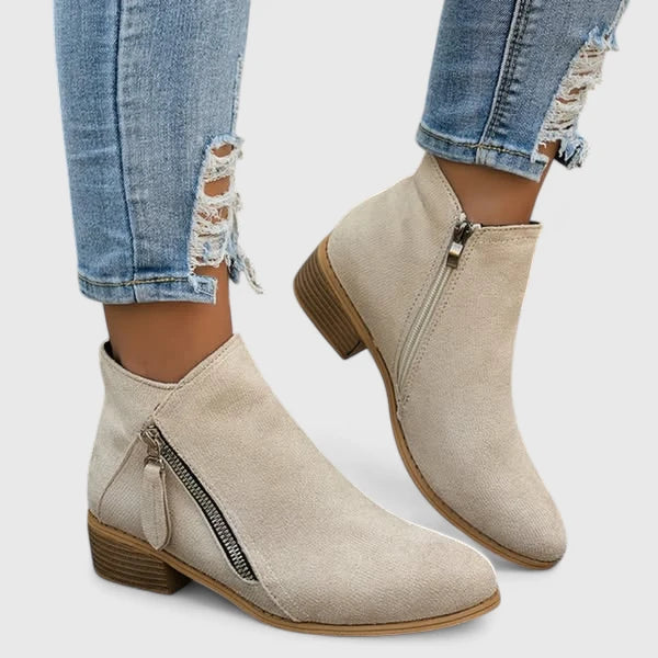 SUENTA Dōre | Damen-Stiefelette mit Reißverschluss Beige