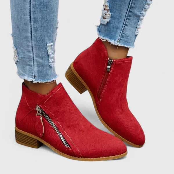 SUENTA Dōre | Damen-Stiefelette mit Reißverschluss Rot