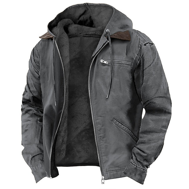 SUENTA Malone | Herren Outdoorjacke mit Kapuze – Luxus Funktionsjacke Winddicht & Atmungsaktiver Wetterschutz Grau
