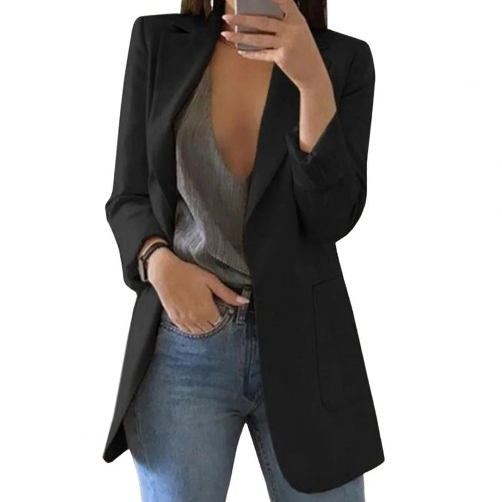 SUENTA Vanity | Damen Blazer – Oversize-Schnitt & Lange Business-Passform Schwarz