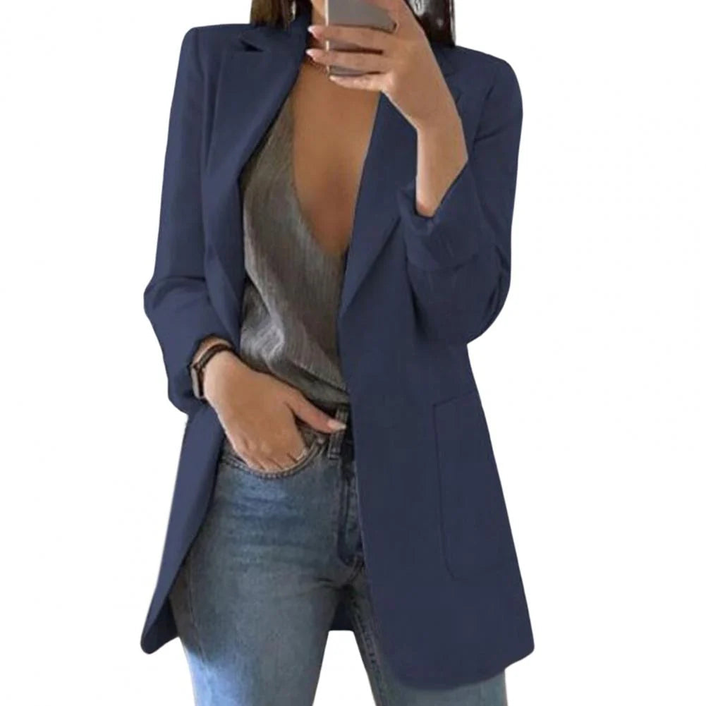 SUENTA Vanity | Damen Blazer – Oversize-Schnitt & Lange Business-Passform Marine Blau