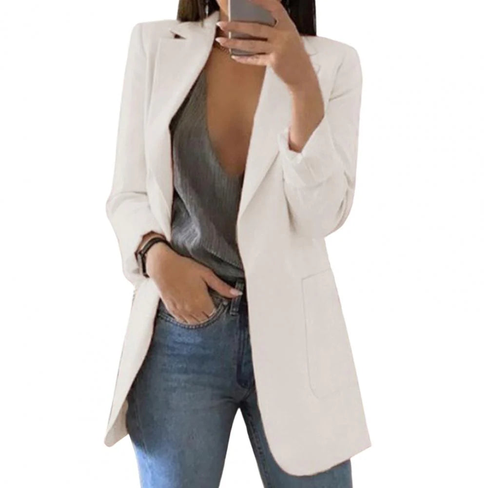 SUENTA Vanity | Damen Blazer – Oversize-Schnitt & Lange Business-Passform Weiß