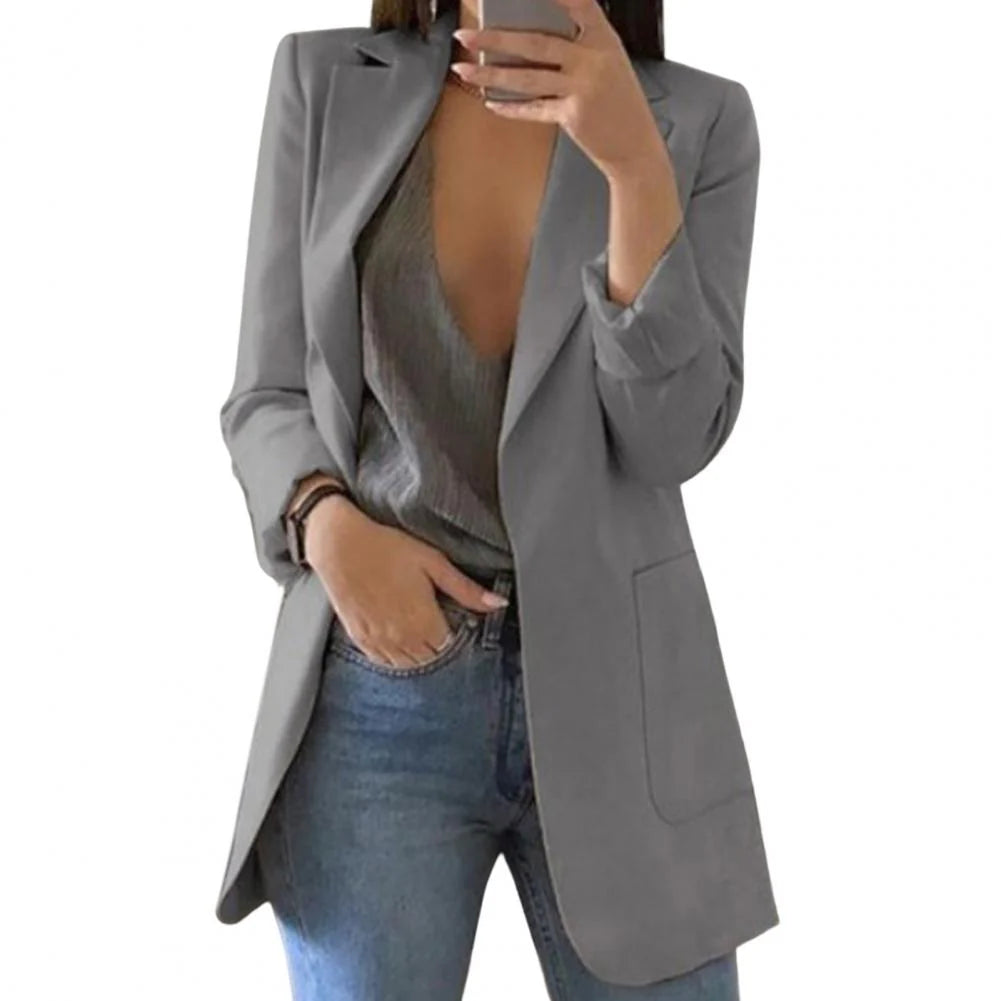 SUENTA Vanity | Damen Blazer – Oversize-Schnitt & Lange Business-Passform Grau