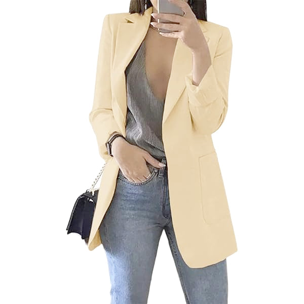 SUENTA Vanity | Damen Blazer – Oversize-Schnitt & Lange Business-Passform Aprikose