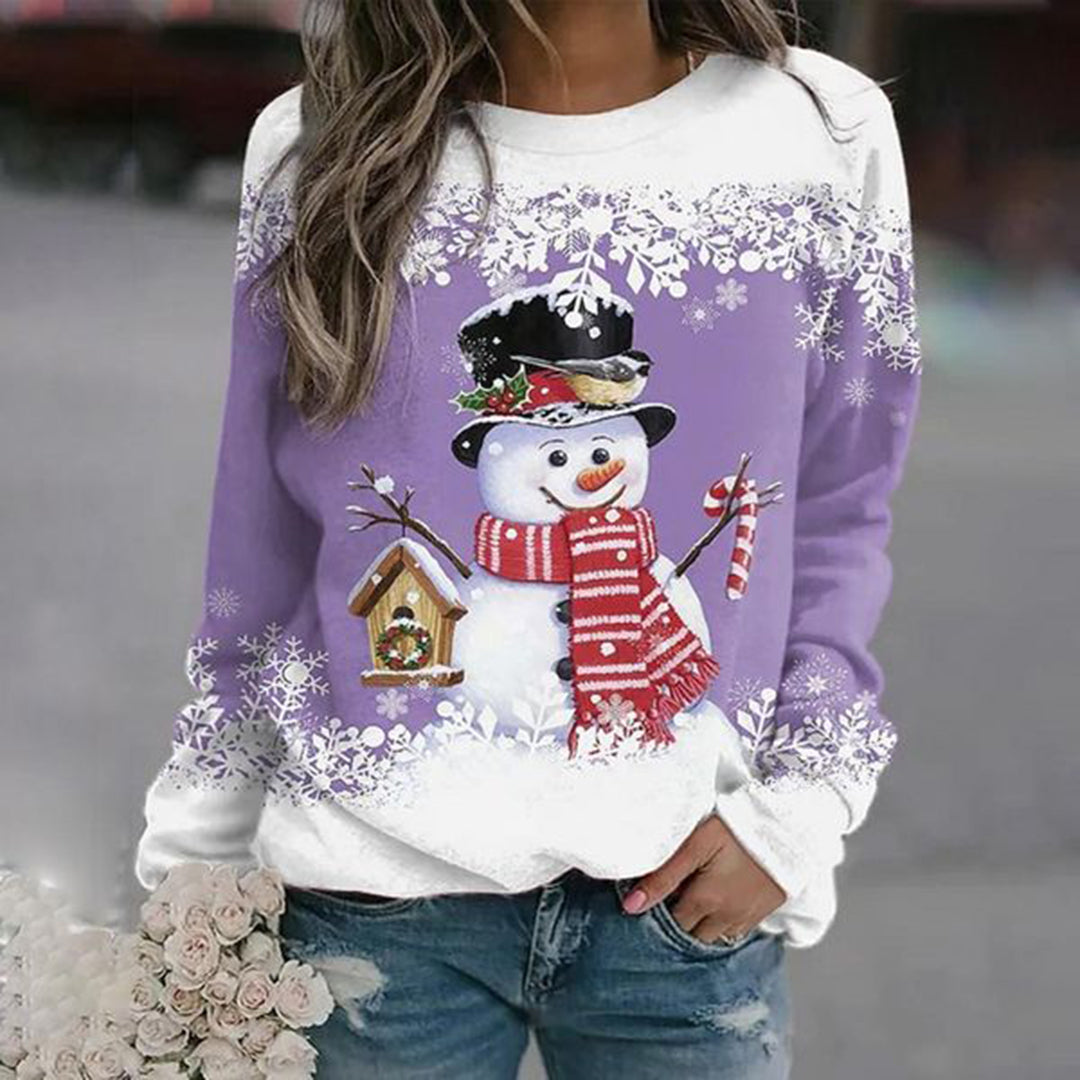 Umami | Damen-Weihnachtspullover mit Schneemann-Motiv