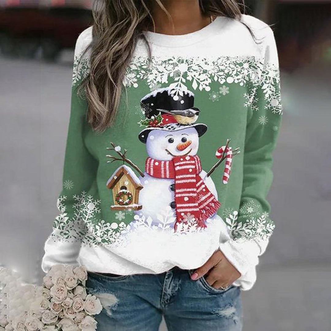 Umami | Damen-Weihnachtspullover mit Schneemann-Motiv