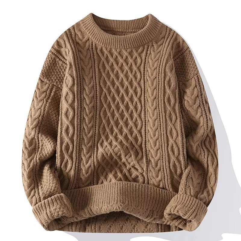 SUENTA Luna | Pullover Damen | Damen Strickpullover | Zopfmuster-Optik: stilvoll & kombinierbar Braun