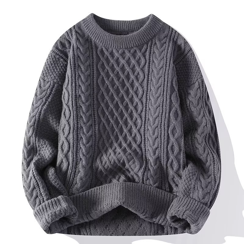 SUENTA Luna | Pullover Damen | Damen Strickpullover | Zopfmuster-Optik: stilvoll & kombinierbar Grau