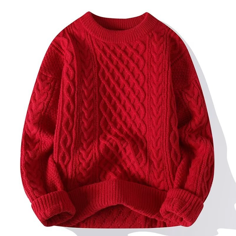 SUENTA Luna | Pullover Damen | Damen Strickpullover | Zopfmuster-Optik: stilvoll & kombinierbar Rot