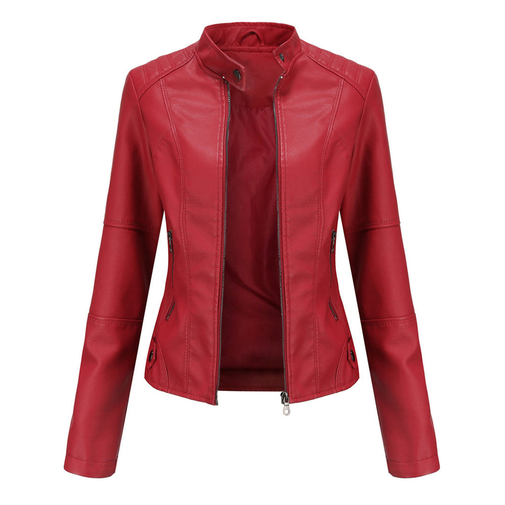 Damaris | Γυναικείο biker jacket από συνθετικό δέρμα με φερμουάρ