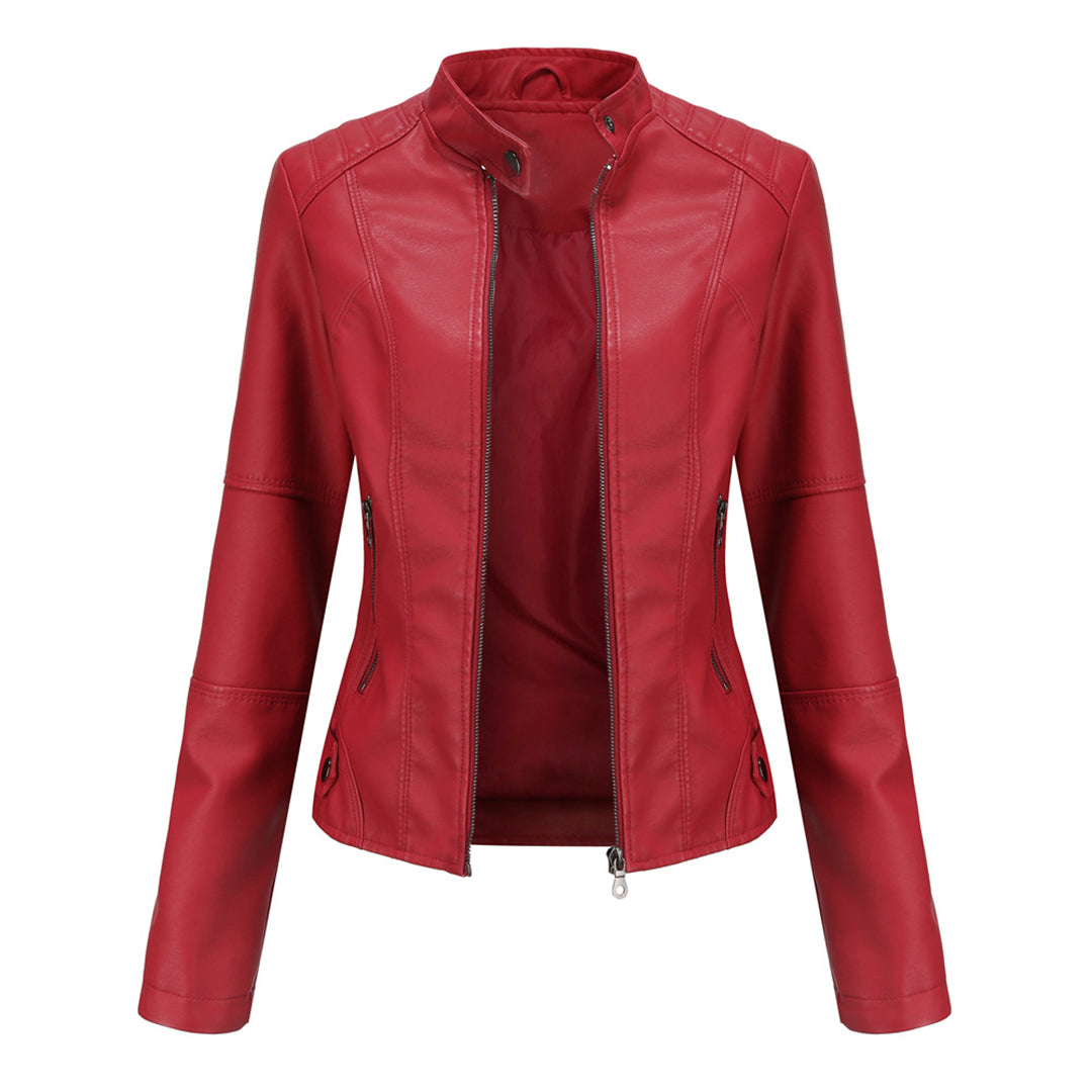 Damaris | Γυναικείο biker jacket από συνθετικό δέρμα με φερμουάρ