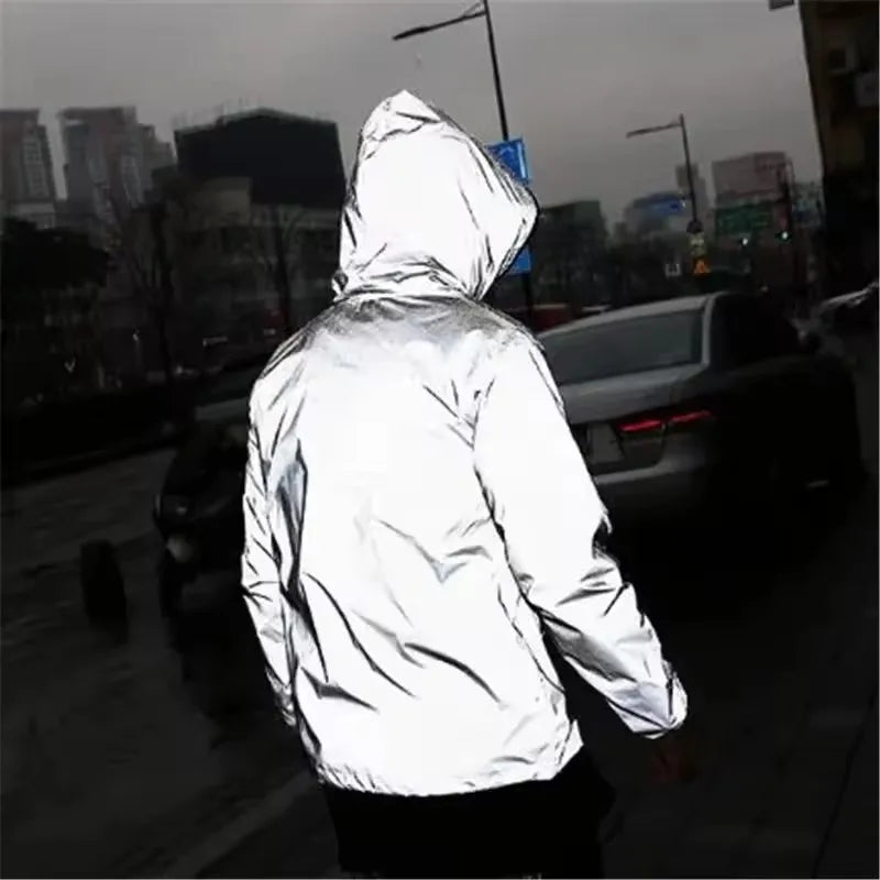 SUENTA Herren Reflektierende Jacke Mit Kapuze Nachtlauf Sichtbarkeit