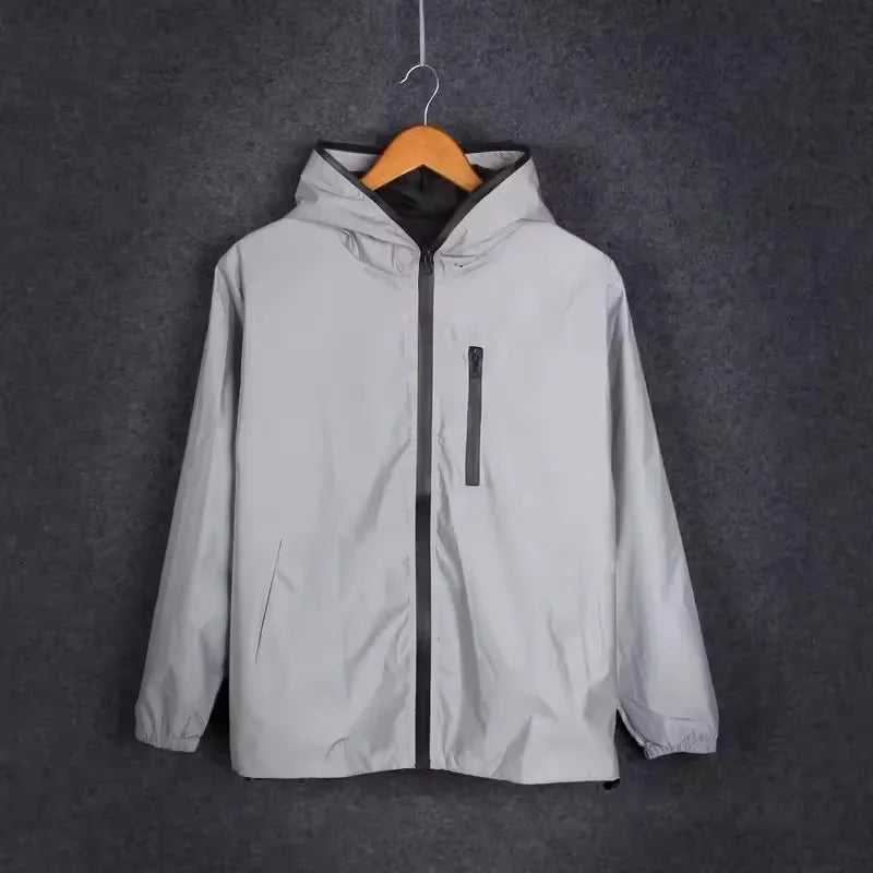 SUENTA Herren Reflektierende Jacke Mit Kapuze Nachtlauf Sichtbarkeit