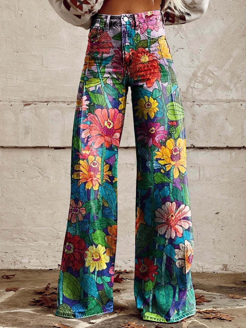 SUENTA Bersh | Damen Baggy Jeans – Mühelose Eleganz & Komfortabler Sommer-Look Gänseblümchen
