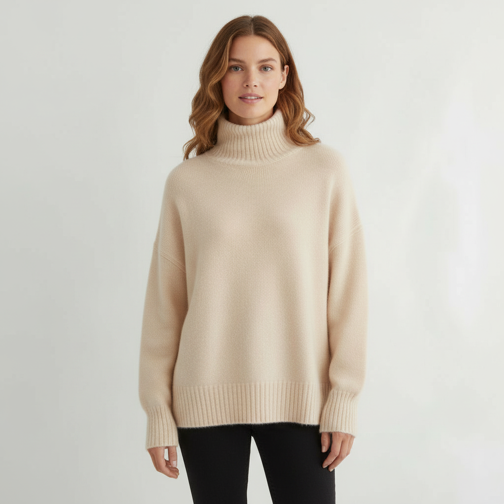 SUENTA Damen Rollkragenpullover Komfort das leichte, atmungsaktive Material Khaki