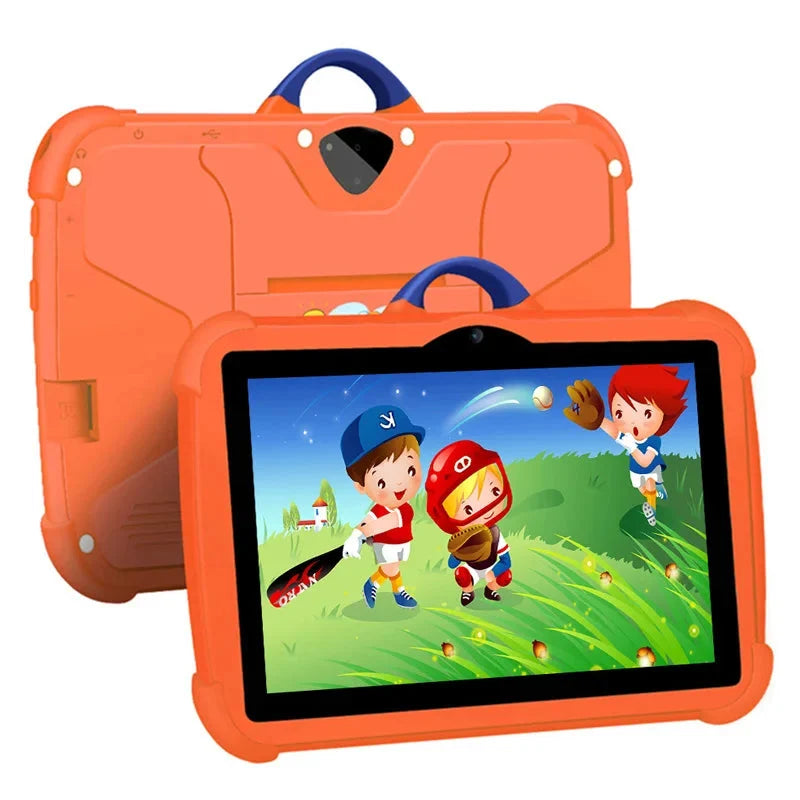 SUENTA Kinder 7-Zoll-Android-Tablet 64GB - Quad-Core Lerntablet mit stoßfester Hülle Orange