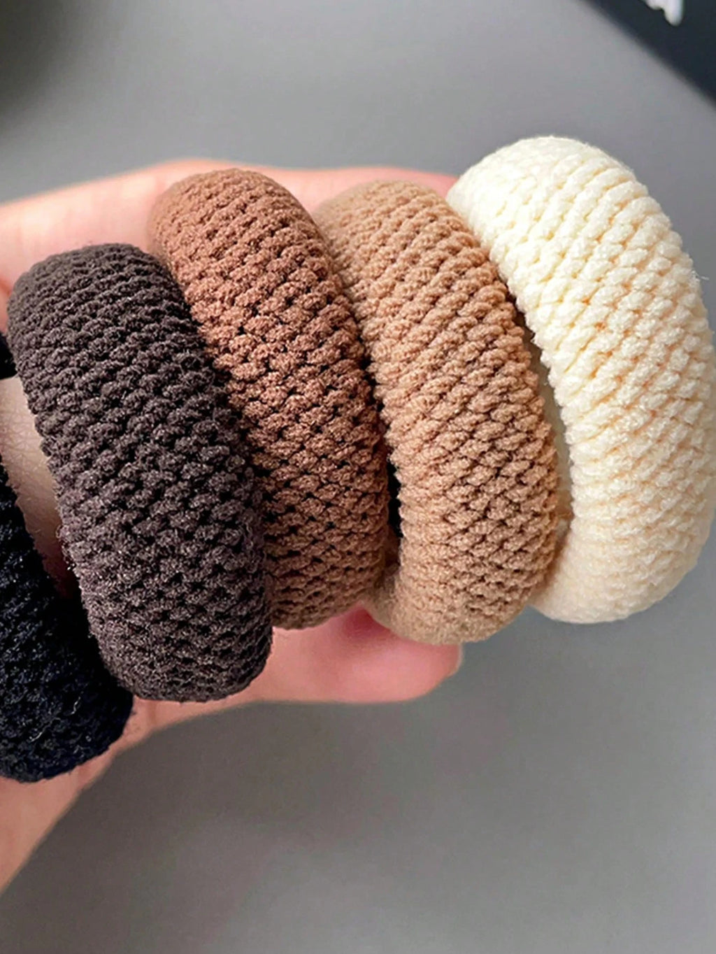 SUENTA 5/10 Pack High Elasticity Thickened Hair Scrunchies - Damage-Free No-Crease Soft Cotton Ponytail Holders & Versatile Hair Ties (Mixed Colors) 5Pcs-Mixed