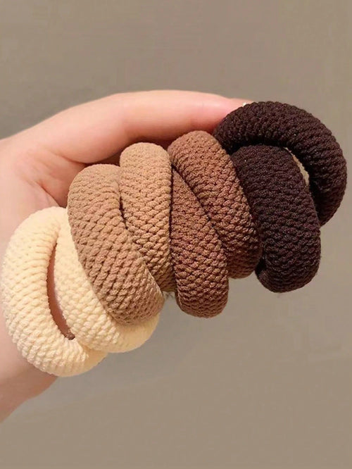 SUENTA 5/10 Pack High Elasticity Thickened Hair Scrunchies - Damage-Free No-Crease Soft Cotton Ponytail Holders & Versatile Hair Ties (Mixed Colors)