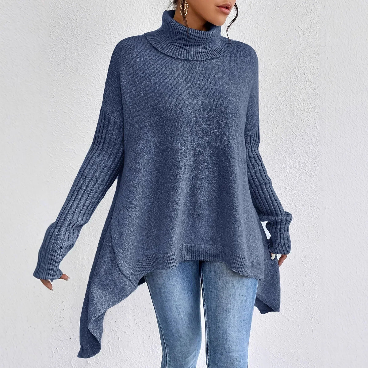 Luna | Damen Gemütlicher Oversized Winterpullover mit hohem Kragen