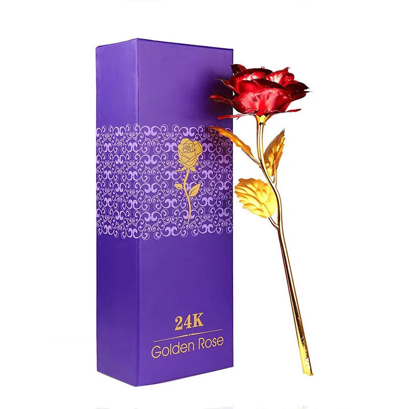 24-Karat vergoldete rote Rose mit Geschenkbox – Kreative künstliche Ewige Rose als Andenken zum Muttertag, Valentinstag, Jahrestag & Geburtstag – Rot