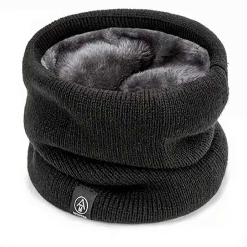 Gestrickter Nackenwärmer Sportschal für Damen & Herren – Dicker Thermo-Winter-Schlauchschal & Gesichtsschutz für Laufen, Skifahren, Wandern & Kälte – Schwarz