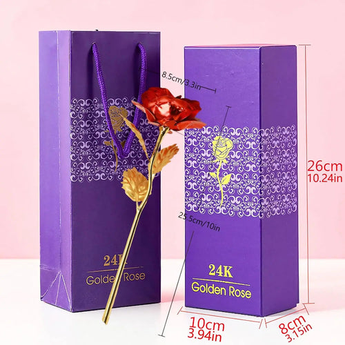 24-Karat vergoldete rote Rose mit Geschenkbox – Kreative künstliche Ewige Rose als Andenken zum Muttertag, Valentinstag, Jahrestag & Geburtstag