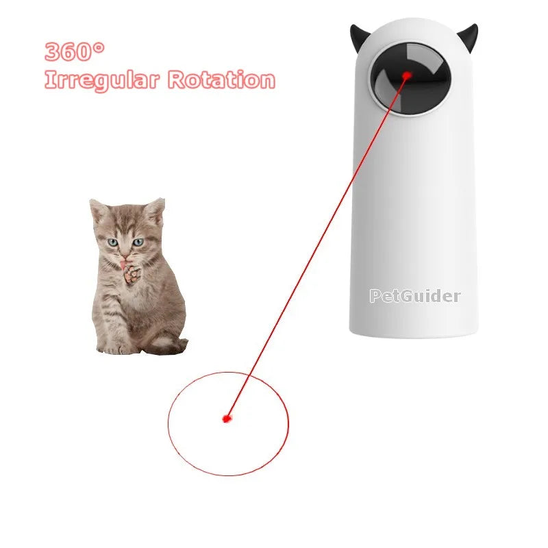 Automatisches Katzen-Laserspielzeug mit 360° unregelmäßiger Rotation – Interaktives, smartes elektronisches Beschäftigungs- & Bewegungsspielzeug für Wohnungskatzen & Kätzchen – Weiß