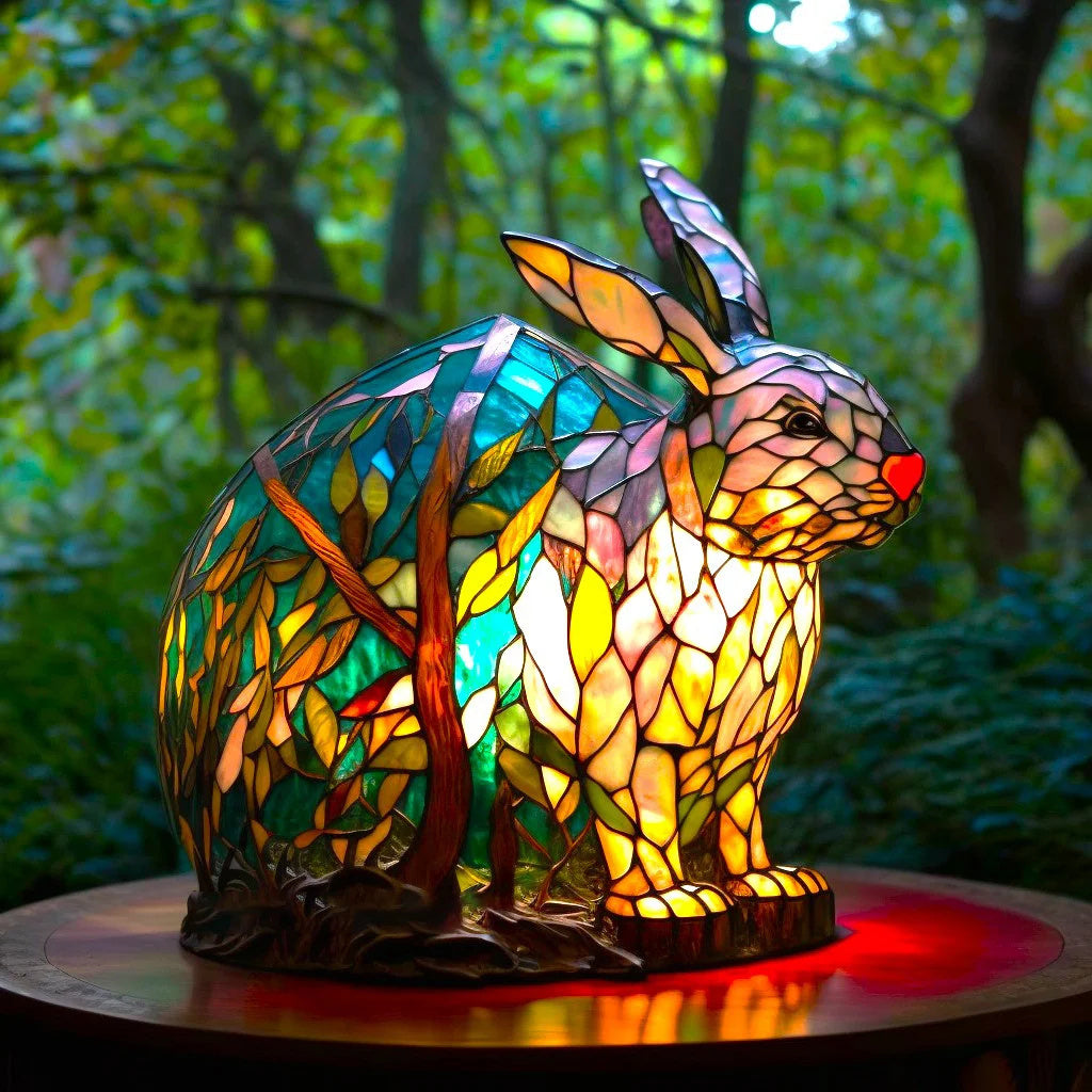 SUENTA Tierinspirierte Tischlampe aus Harz und Glas – 20 cm hoch