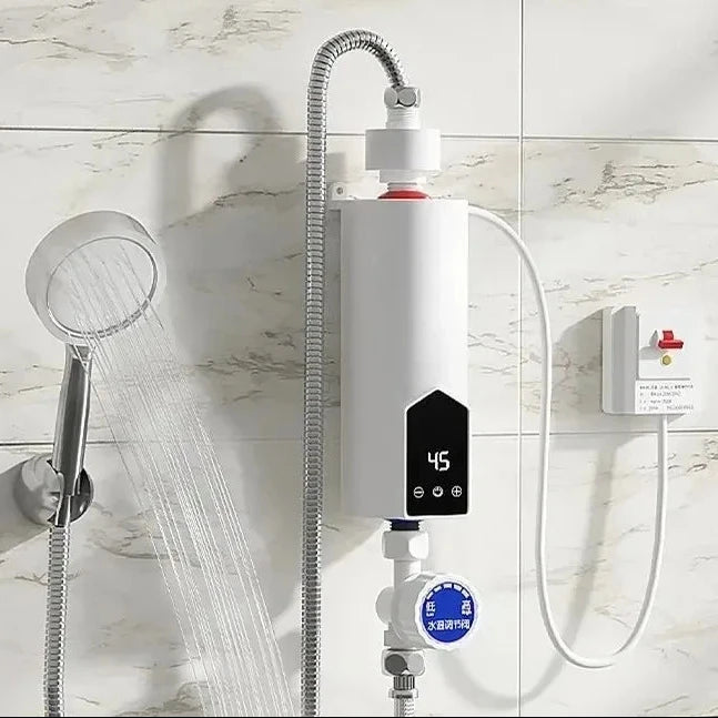 Elektrischer Durchlauferhitzer 220V (3000W–5500W) – Tragbarer Warmwasserbereiter ohne Tank für Dusche & Küchenarmatur mit digitalem LED-Display