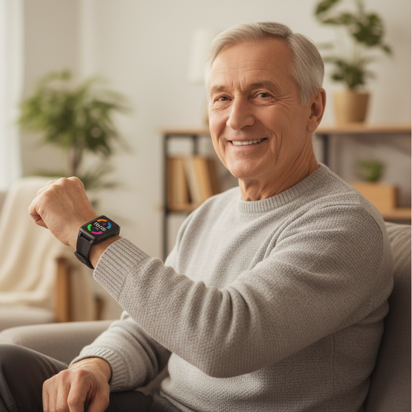 SUENTA Senioren Sturzerkennungsuhr 4G Medizinischer Alarm GPS SOS Smartwatch