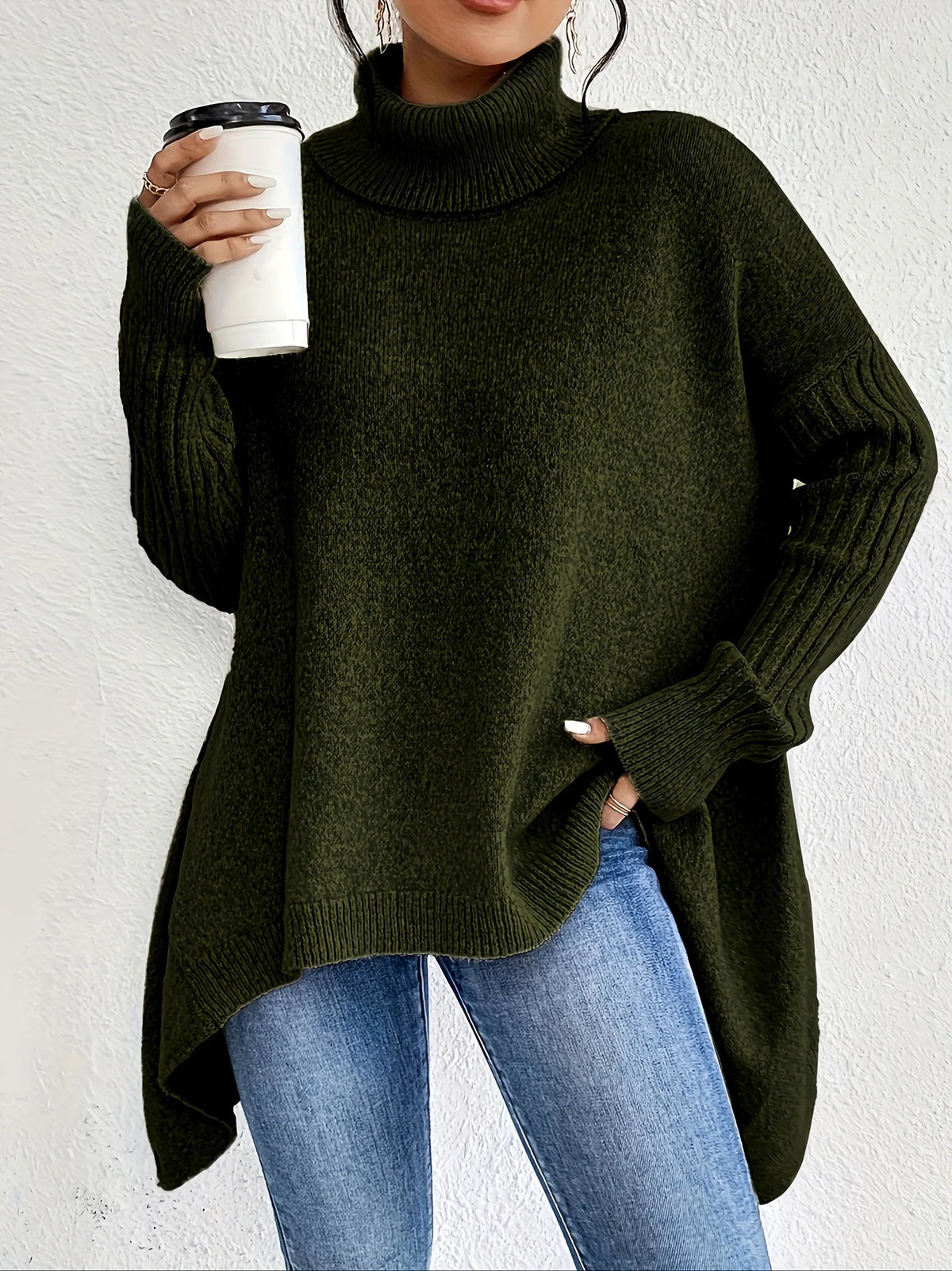 Luna | Damen Gemütlicher Oversized Winterpullover mit hohem Kragen