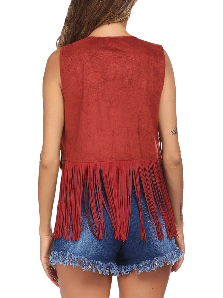 Pamelo | Gilet da donna senza maniche con frange e taglio aperto