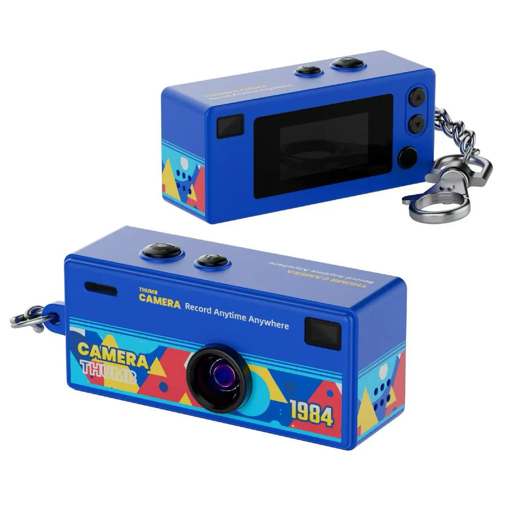 SUENTA Ourlife | Mini Keychain Digital Camera with 0.96 Inch Screen - Retro 1080P Small Camcorder & Pocket Video Recorder with Flash, SD Card Support Blue