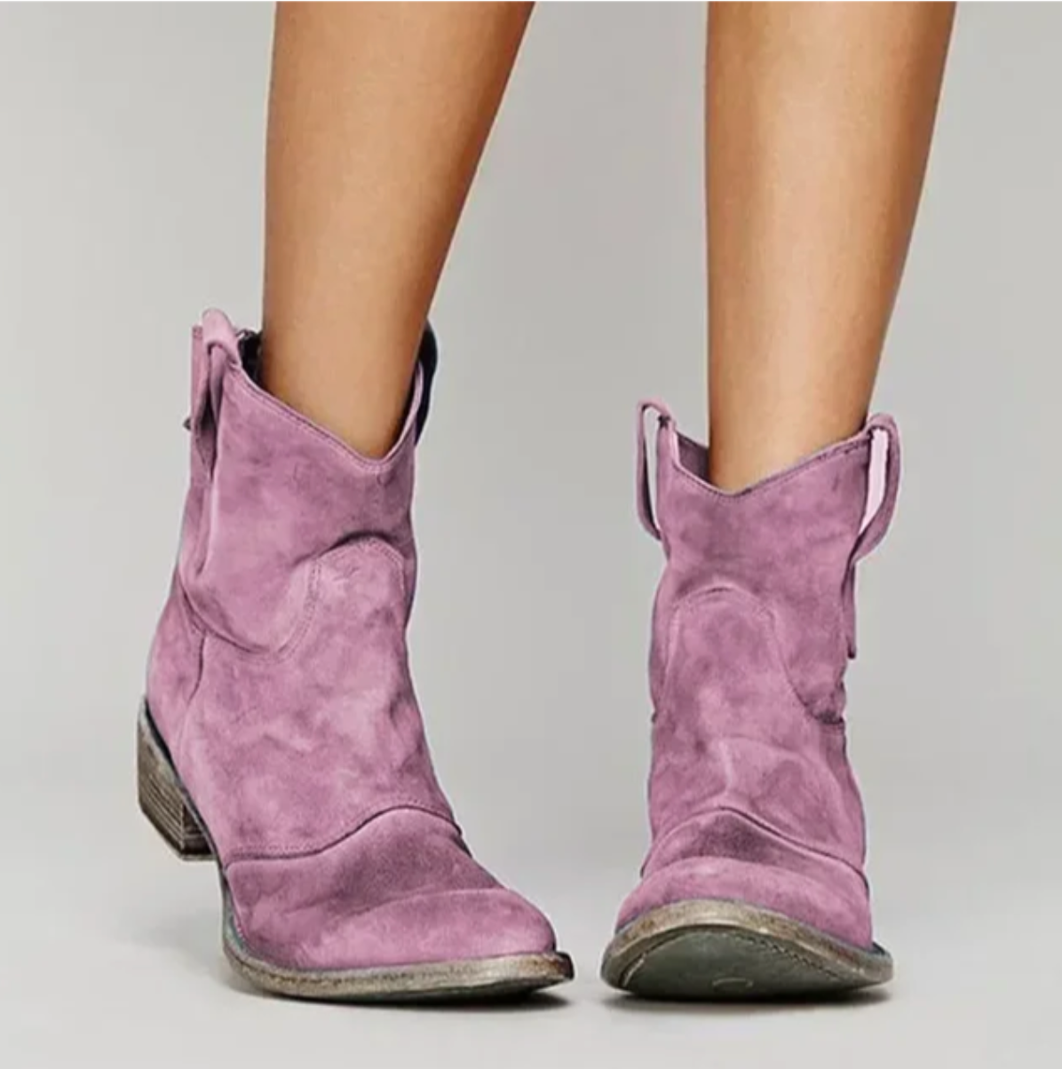 Luna | Damen Westernstiefel aus Wildleder mit niedrigem Absatz und runder Spitze
